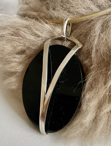 Onyx Anhänger Silber 58x45mm